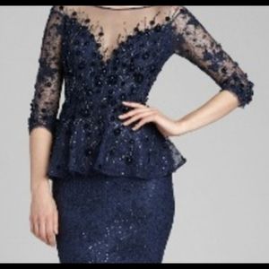 Rickie Freeman for Teri Jon lace and sequin gown with peplum size 4